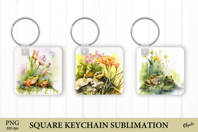 Frog Keychain Sublimation PNG. Square Keychain PNG Sublimation Olga Terlyanskaya 