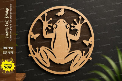 Frog Lily Laser Cut Wall Art File SVG Regulrcrative 