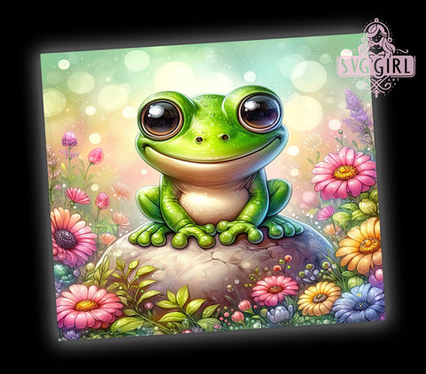 Frog Lover 20oz Tumbler Wrap Sublimation Design, Straight Tapered Tumbler Wrap, Frog Flower Tumbler Png, Instant Digital Download Sublimation SvggirlplusArt 