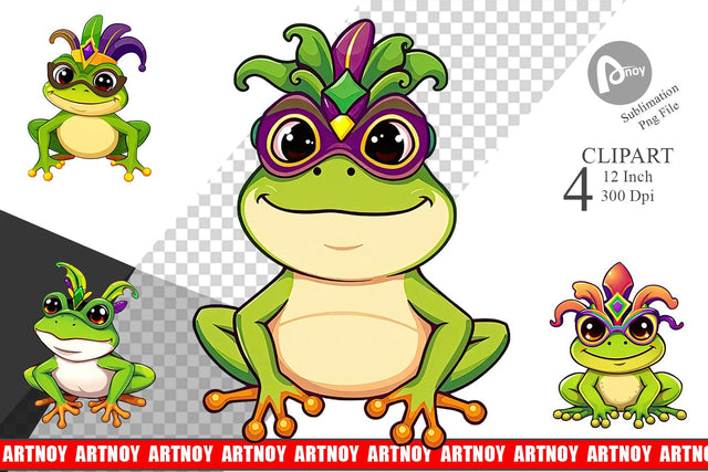 Frog Mardi Gras Clipart Sublimation artnoy 