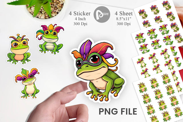 Frog Mardi Gras Sticker Sublimation artnoy 