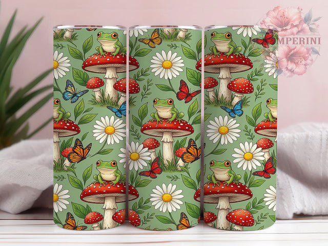 Frog Mushroom Garden 20oz Tumbler, Frog Mushroom Garden, 20oz Tumbler Wrap, Sublimation Design, Cute Frog PNG, Frog Tumbler Wrap, Mushroom Tumbler Design, Digital Download Sublimation Li Zamperini 