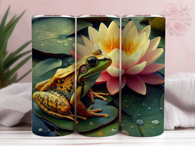 Frog On Lily Pad 20 oz Tumbler Wrap, Frog Tumbler Wrap, Instant Digital Download PNG, Straight & Tapered Tumbler Wrap PNG Sublimation Li Zamperini 