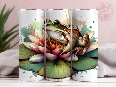 Frog On Lily Pad 20 oz Tumbler Wrap, Frog Tumbler Wrap, Instant Digital Download PNG, Straight & Tapered Tumbler Wrap PNG Sublimation Li Zamperini 
