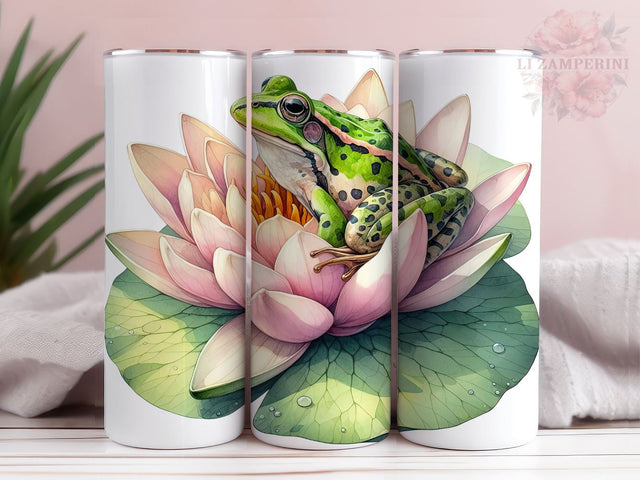Frog On Lily Pad 20 oz Tumbler Wrap, Frog Tumbler Wrap, Instant Digital Download PNG, Straight & Tapered Tumbler Wrap PNG Sublimation Li Zamperini 