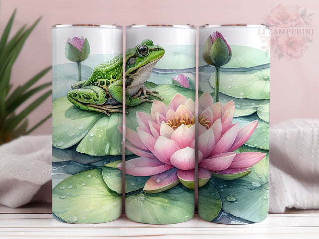 Frog On Lily Pad 20 oz Tumbler Wrap, Frog Tumbler Wrap, Instant Digital Download PNG, Straight & Tapered Tumbler Wrap PNG Sublimation Li Zamperini 