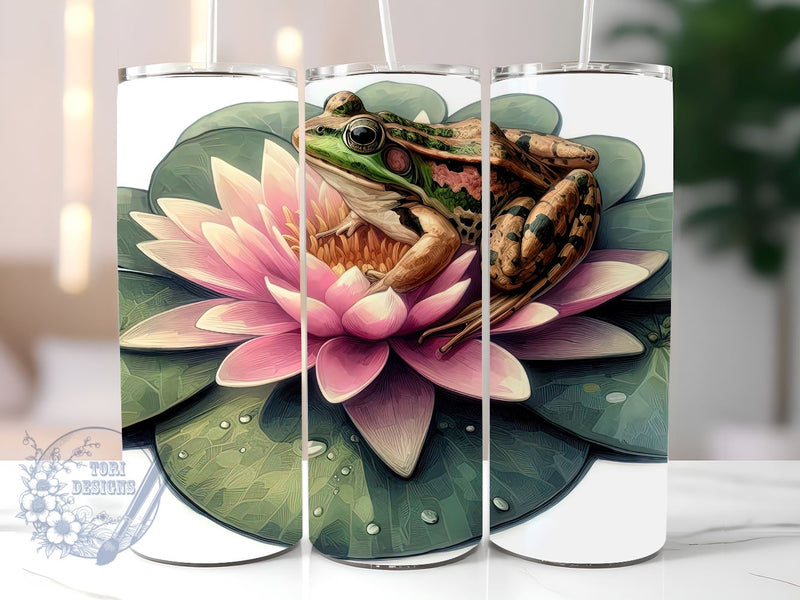 Frog On Lily Pad 20 oz Tumbler Wrap Sublimation Tumbler Design- Frog Tumbler Wrap PNG- Digital Download- Frog PNG- Digital Tumbler Sublimation ToriDesigns 
