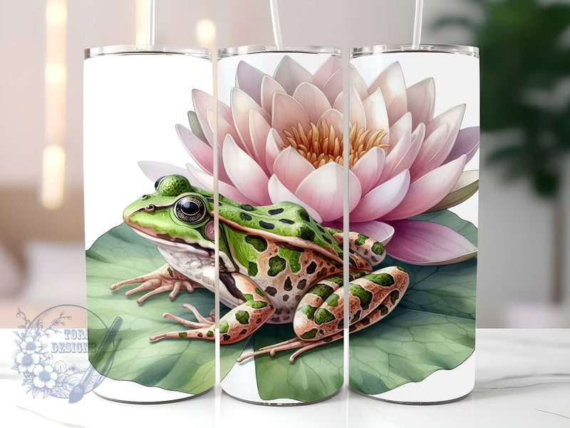 Frog On Lily Pad 20 oz Tumbler Wrap Sublimation Tumbler Design- Frog Tumbler Wrap PNG- Digital Download- Frog PNG- Digital Tumbler Sublimation ToriDesigns 