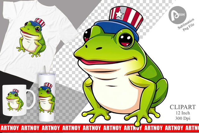 Frog Patriotic Clipart Sublimation artnoy 