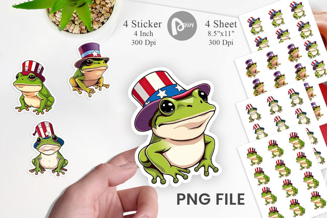 Frog Patriotic Sticker Sublimation artnoy 