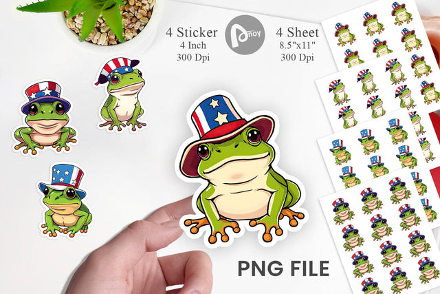 Frog Patriotic Sticker Sublimation artnoy 