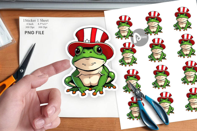 Frog Patriotic Sticker Sublimation artnoy 