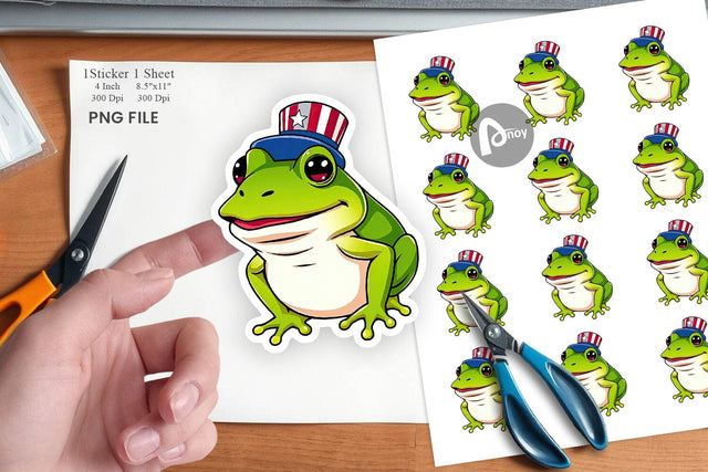 Frog Patriotic Sticker Sublimation artnoy 