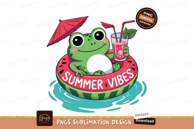 Frog Relaxing With Summer Vibes Drink Sublimation Designangry 