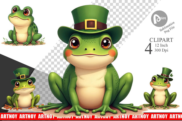 Frog St. Patrick Clipart Sublimation artnoy 