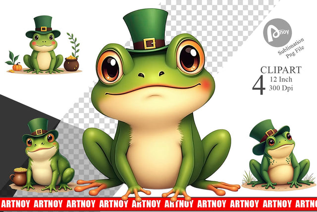 Frog St. Patrick Clipart Sublimation artnoy 