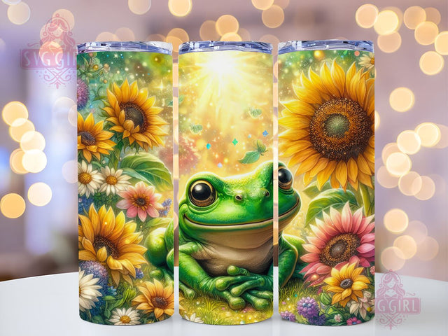 Frog Sunflower 20oz Tumbler Wrap Sublimation Design, Straight Tapered Tumbler Wrap, Frog Flower Tumbler Png, Instant Digital Download Sublimation SvggirlplusArt 