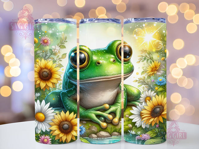 Frog Sunflower 20oz Tumbler Wrap Sublimation Design, Straight Tapered Tumbler Wrap, Frog Flower Tumbler Png, Instant Digital Download Sublimation SvggirlplusArt 