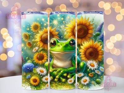 Frog Sunflower 20oz Tumbler Wrap Sublimation Design, Straight Tapered Tumbler Wrap, Frog Flower Tumbler Png, Instant Digital Download Sublimation SvggirlplusArt 