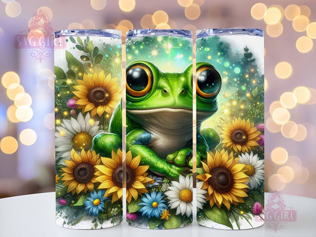 Frog Sunflower 20oz Tumbler Wrap Sublimation Design, Straight Tapered Tumbler Wrap, Frog Flower Tumbler Png, Instant Digital Download Sublimation SvggirlplusArt 