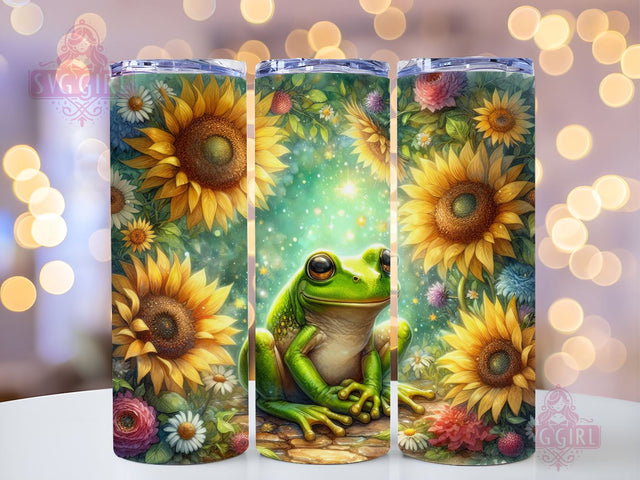 Frog Sunflower 20oz Tumbler Wrap Sublimation Design, Straight Tapered Tumbler Wrap, Frog Flower Tumbler Png, Instant Digital Download Sublimation SvggirlplusArt 