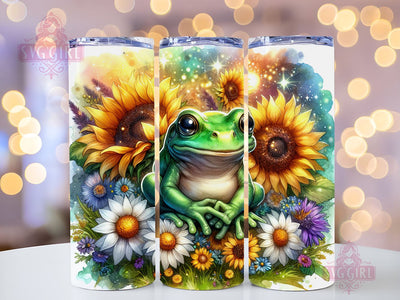 Frog Sunflower 20oz Tumbler Wrap Sublimation Design, Straight Tapered Tumbler Wrap, Frog Flower Tumbler Png, Instant Digital Download Sublimation SvggirlplusArt 