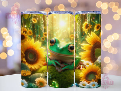 Frog Sunflower 20oz Tumbler Wrap Sublimation Design, Straight Tapered Tumbler Wrap, Frog Flower Tumbler Png, Instant Digital Download Sublimation SvggirlplusArt 