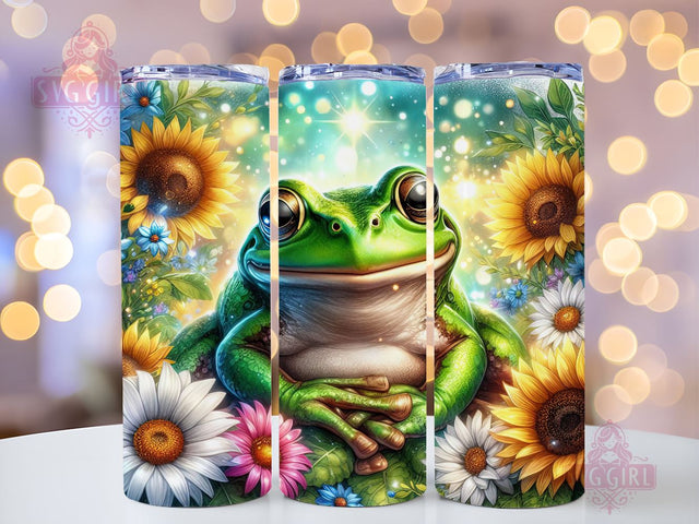 Frog Sunflower 20oz Tumbler Wrap Sublimation Design, Straight Tapered Tumbler Wrap, Frog Flower Tumbler Png, Instant Digital Download Sublimation SvggirlplusArt 