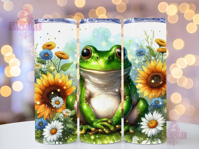 Frog Sunflower 20oz Tumbler Wrap Sublimation Design, Straight Tapered Tumbler Wrap, Frog Flower Tumbler Png, Instant Digital Download Sublimation SvggirlplusArt 