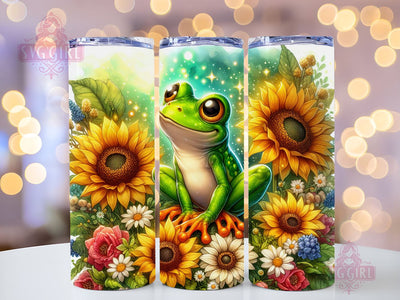 Frog Sunflower 20oz Tumbler Wrap Sublimation Design, Straight Tapered Tumbler Wrap, Frog Flower Tumbler Png, Instant Digital Download Sublimation SvggirlplusArt 