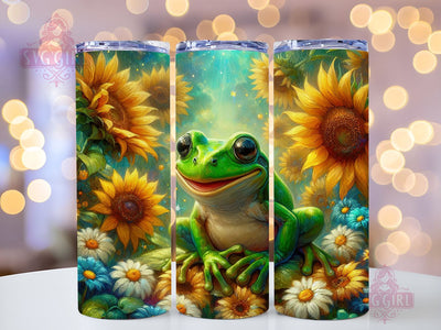 Frog Sunflower 20oz Tumbler Wrap Sublimation Design, Straight Tapered Tumbler Wrap, Frog Flower Tumbler Png, Instant Digital Download Sublimation SvggirlplusArt 