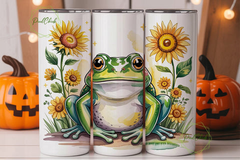 Frog Sunflower 20oz Tumbler Wrap Sublimation PixelChick 