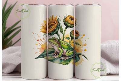 Frog & Sunflower 20oz Tumbler Wrap Sublimation PixelChick 