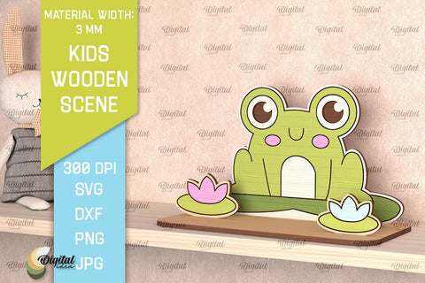 Frog SVG. Kids Wooden Scene Laser Cut. Kids Design SVG SVG Evgenyia Guschina 
