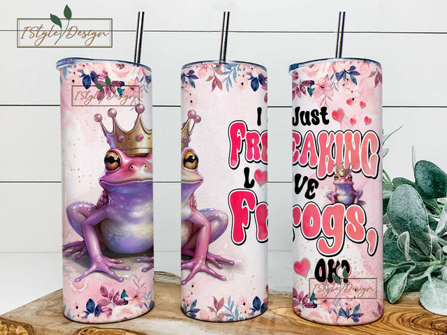 Frog Tumbler 20oz Cute Animal Gift for Women, Girls Who Freaking Love Frogs Lovers Funny Crown Sublimation iStyleDesign 