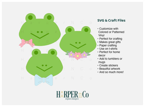 Frog with Bows and Flowers SVG PNG Cut EPS File SVG HarperNCo 