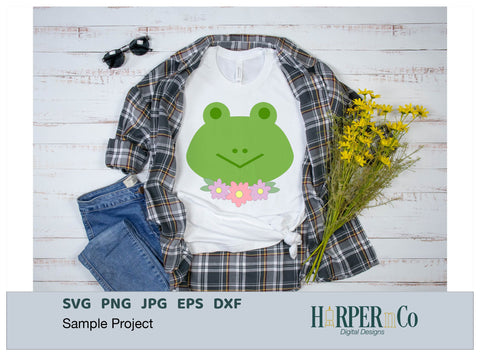 Frog with Bows and Flowers SVG PNG Cut EPS File SVG HarperNCo 