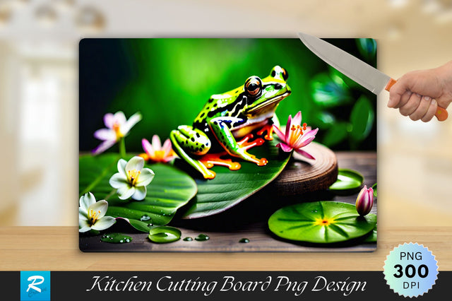 Frog With Flowers Cutting Board Sublimation Regulrcrative 