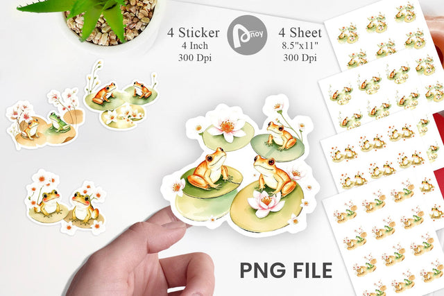 Frog with Lily Pads Sticker Sublimation artnoy 
