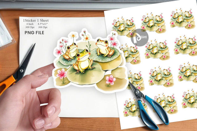 Frog with Lily Pads Sticker Sublimation artnoy 