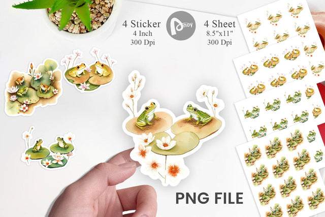 Frog with Lily Pads Sticker Sublimation artnoy 