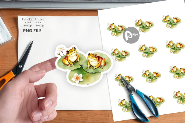 Frog with Lily Pads Sticker Sublimation artnoy 