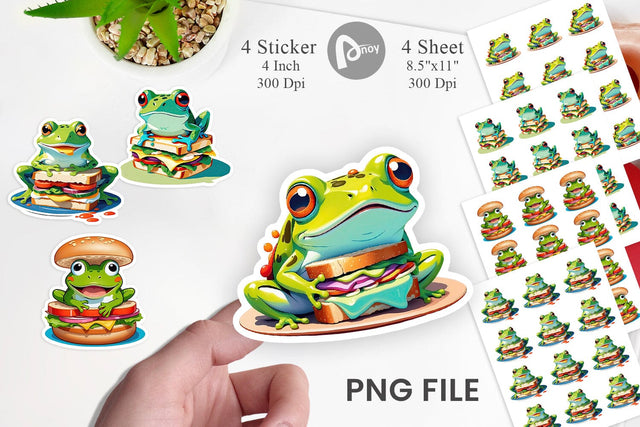 Frog with Sandwich Sticker Sublimation artnoy 