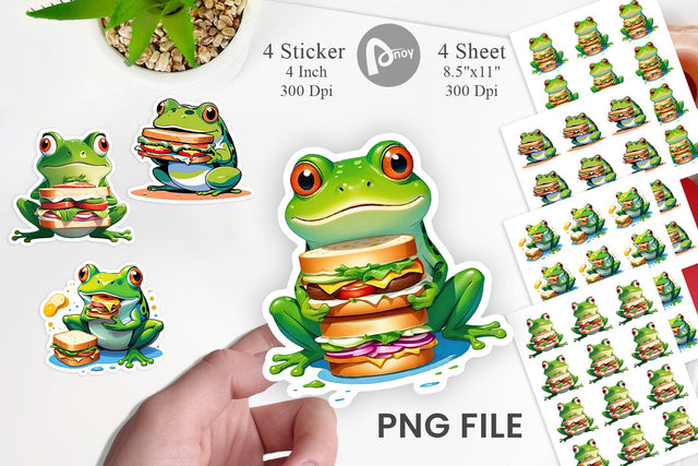 Frog with Sandwich Sticker Sublimation artnoy 