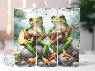 Frogs Playing Guitar 20oz Skinny Tumbler, Frog Tumbler Png, Straight & Tapered Tumbler Wrap, Instant Digital Download Sublimation ToriDesigns 