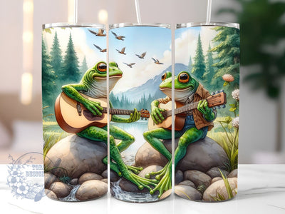 Frogs Playing Guitar 20oz Skinny Tumbler, Frog Tumbler Png, Straight & Tapered Tumbler Wrap, Instant Digital Download Sublimation ToriDesigns 