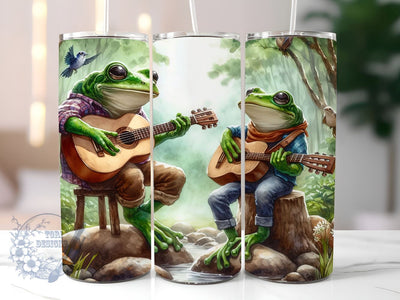 Frogs Playing Guitar 20oz Skinny Tumbler, Frog Tumbler Png, Straight & Tapered Tumbler Wrap, Instant Digital Download Sublimation ToriDesigns 