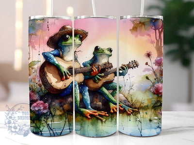 Frogs Playing Guitar 20oz Skinny Tumbler, Frog Tumbler Png, Straight & Tapered Tumbler Wrap, Instant Digital Download Sublimation ToriDesigns 