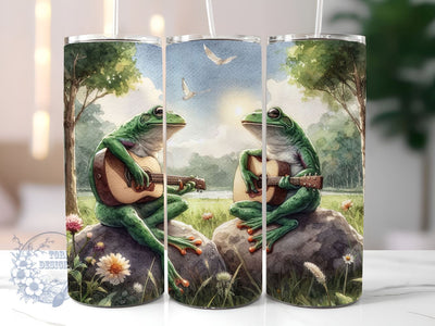Frogs Playing Guitar 20oz Skinny Tumbler, Frog Tumbler Png, Straight & Tapered Tumbler Wrap, Instant Digital Download Sublimation ToriDesigns 