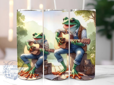 Frogs Playing Guitar 20oz Skinny Tumbler, Frog Tumbler Png, Straight & Tapered Tumbler Wrap, Instant Digital Download Sublimation ToriDesigns 